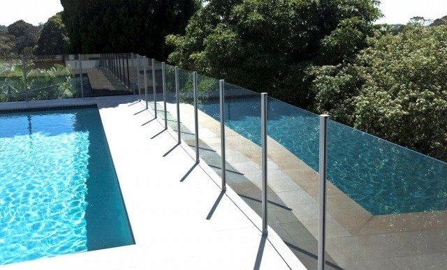 glass pool railing and fence